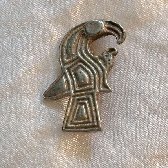 Vintage Sterling Silver Stylized Aztec/Mexican Bird Brooch - Picture 1 of 4